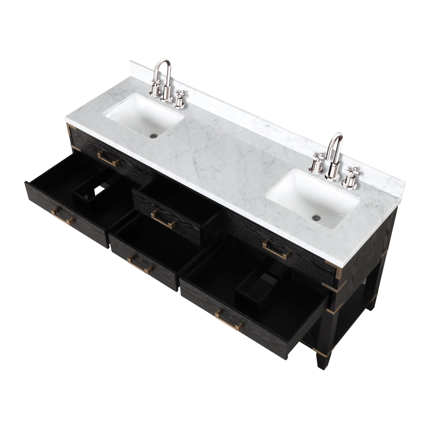 Norwalk 72 in W x 22 in D Black Oak Double Bath Vanity