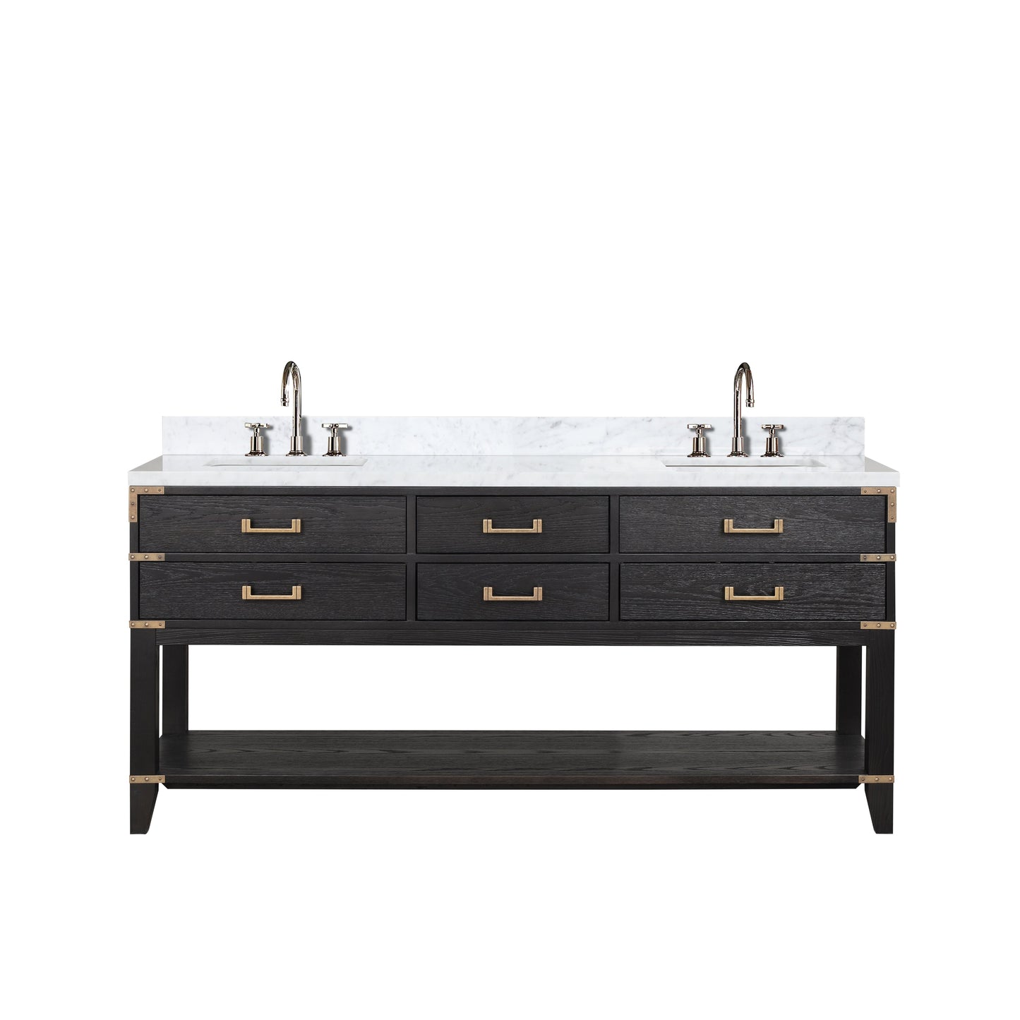 Norwalk 72 in W x 22 in D Black Oak Double Bath Vanity