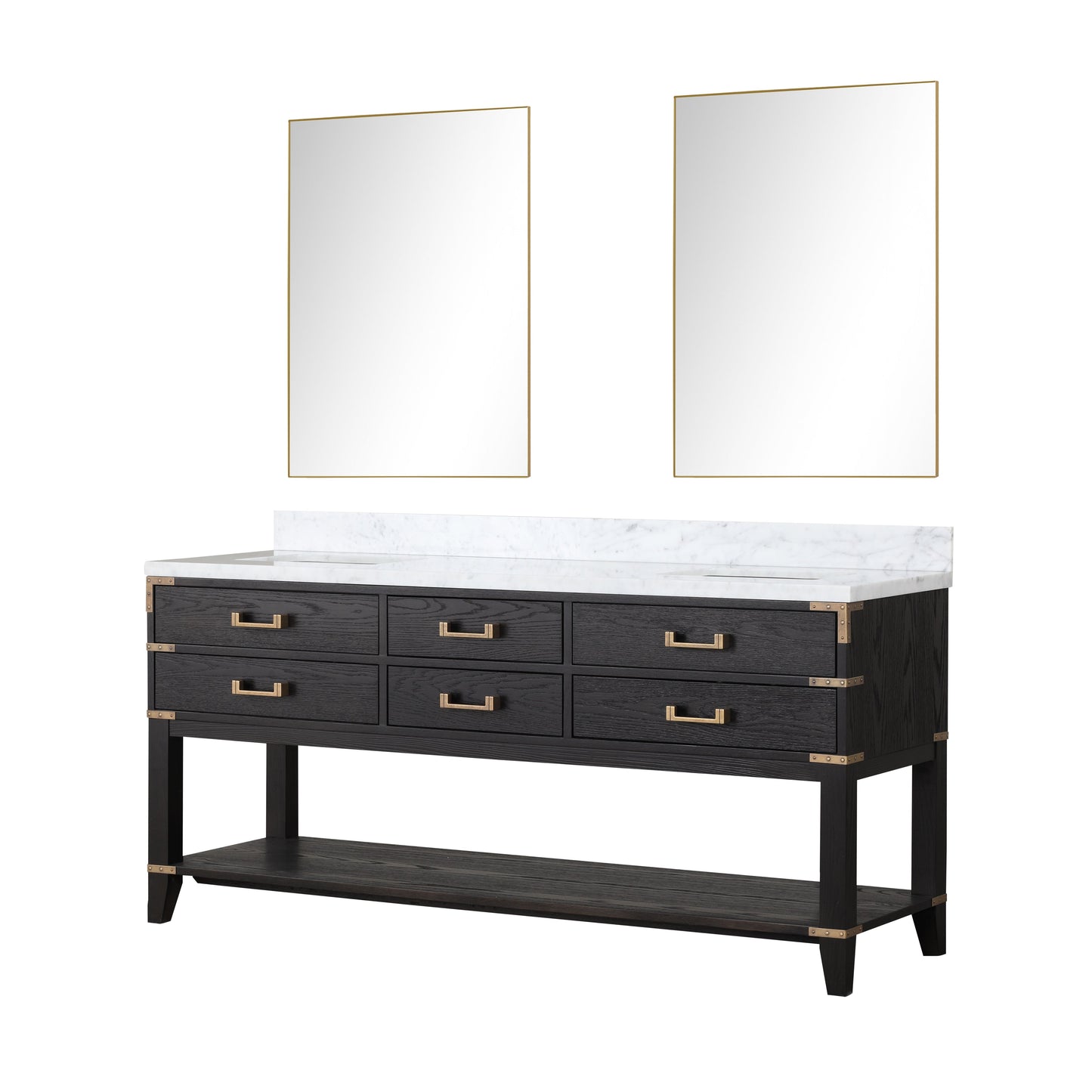 Norwalk 72 in W x 22 in D Black Oak Double Bath Vanity