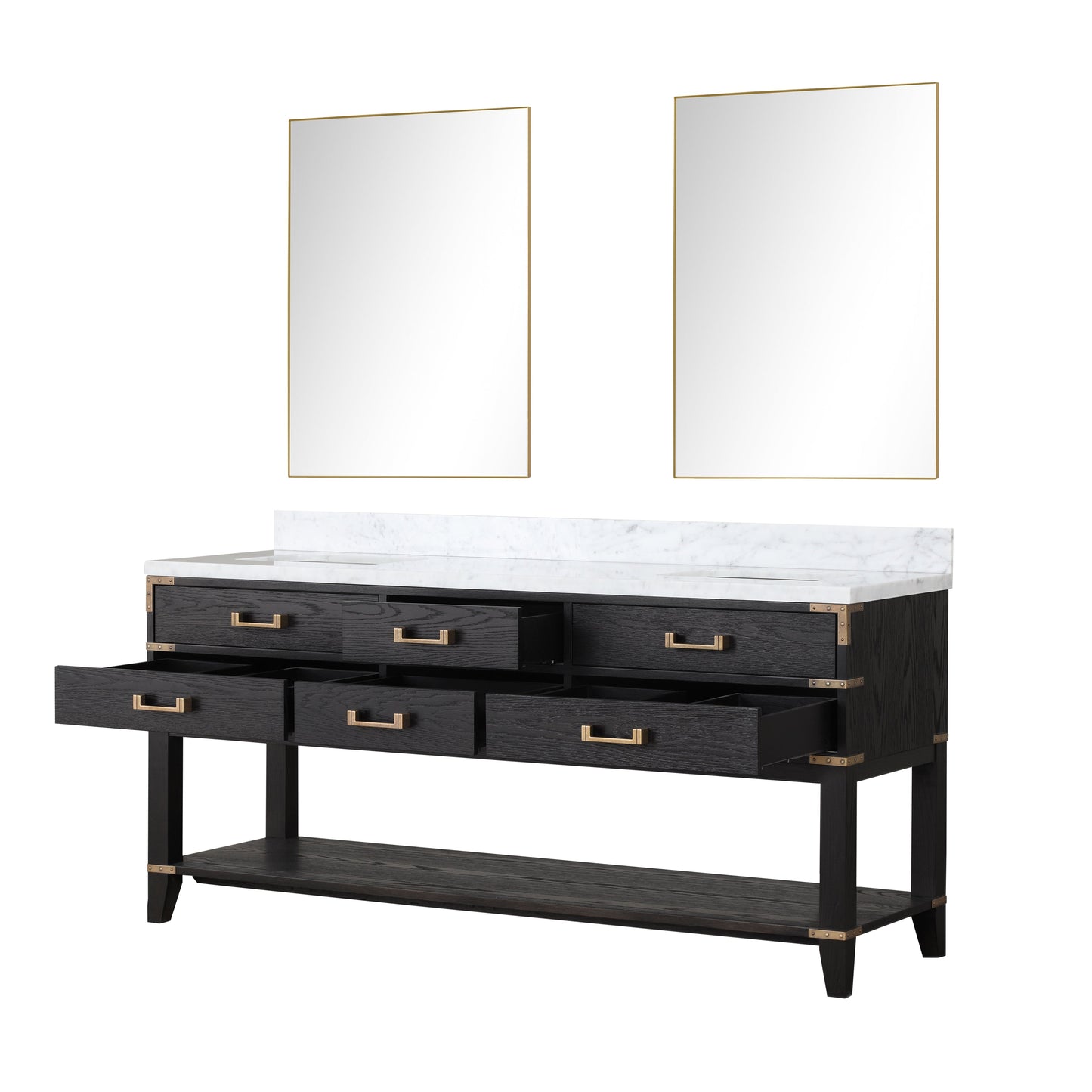 Norwalk 72 in W x 22 in D Black Oak Double Bath Vanity