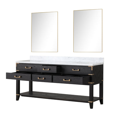 Norwalk 72 in W x 22 in D Black Oak Double Bath Vanity