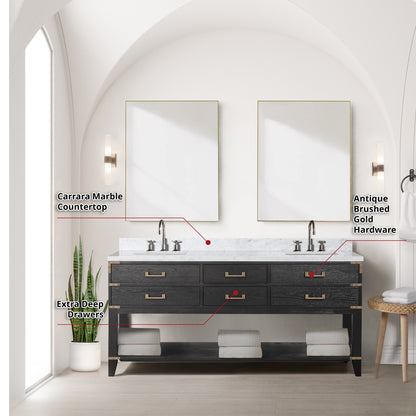 Norwalk 72 in W x 22 in D Black Oak Double Bath Vanity