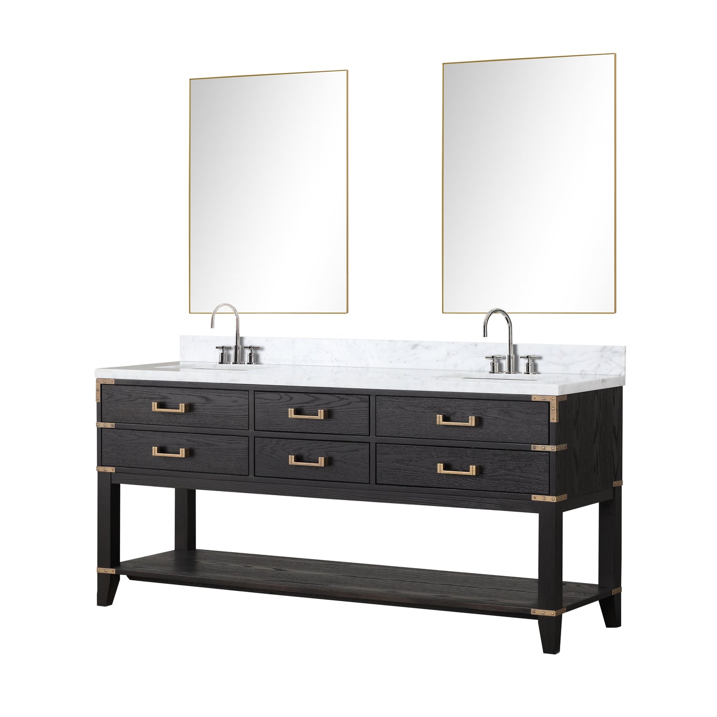 Norwalk 72 in W x 22 in D Black Oak Double Bath Vanity