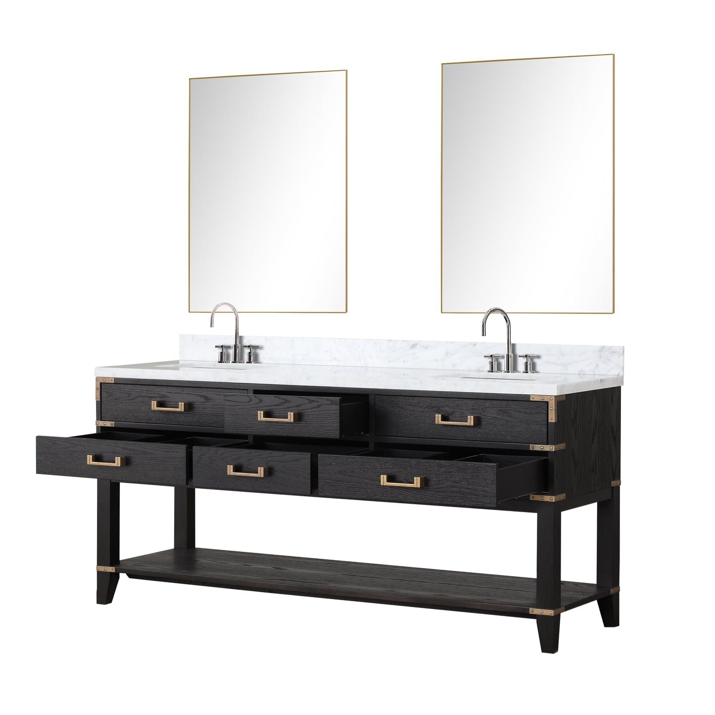 Norwalk 72 in W x 22 in D Black Oak Double Bath Vanity