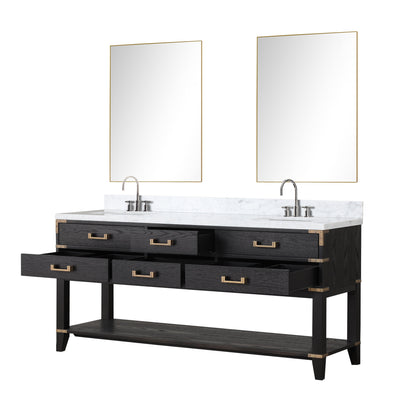Norwalk 72 in W x 22 in D Black Oak Double Bath Vanity