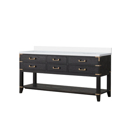 Norwalk 72 in W x 22 in D Black Oak Double Bath Vanity