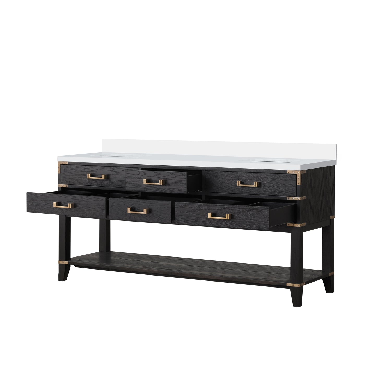 Norwalk 72 in W x 22 in D Black Oak Double Bath Vanity