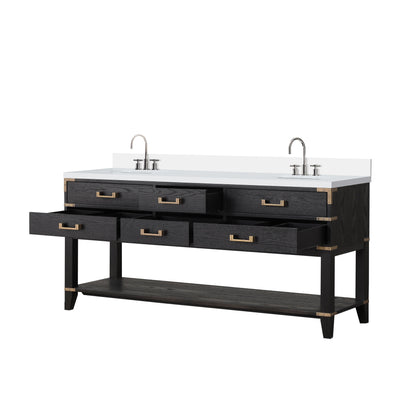 Norwalk 72 in W x 22 in D Black Oak Double Bath Vanity