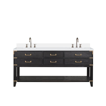 Norwalk 72 in W x 22 in D Black Oak Double Bath Vanity