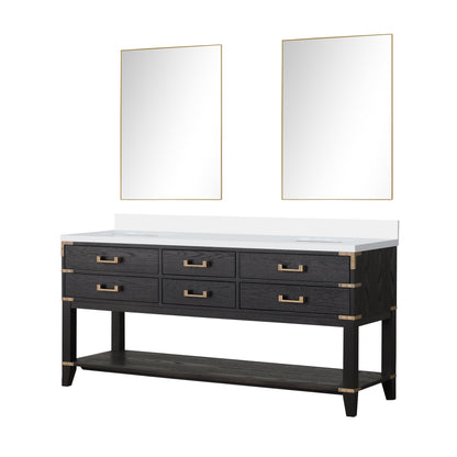Norwalk 72 in W x 22 in D Black Oak Double Bath Vanity
