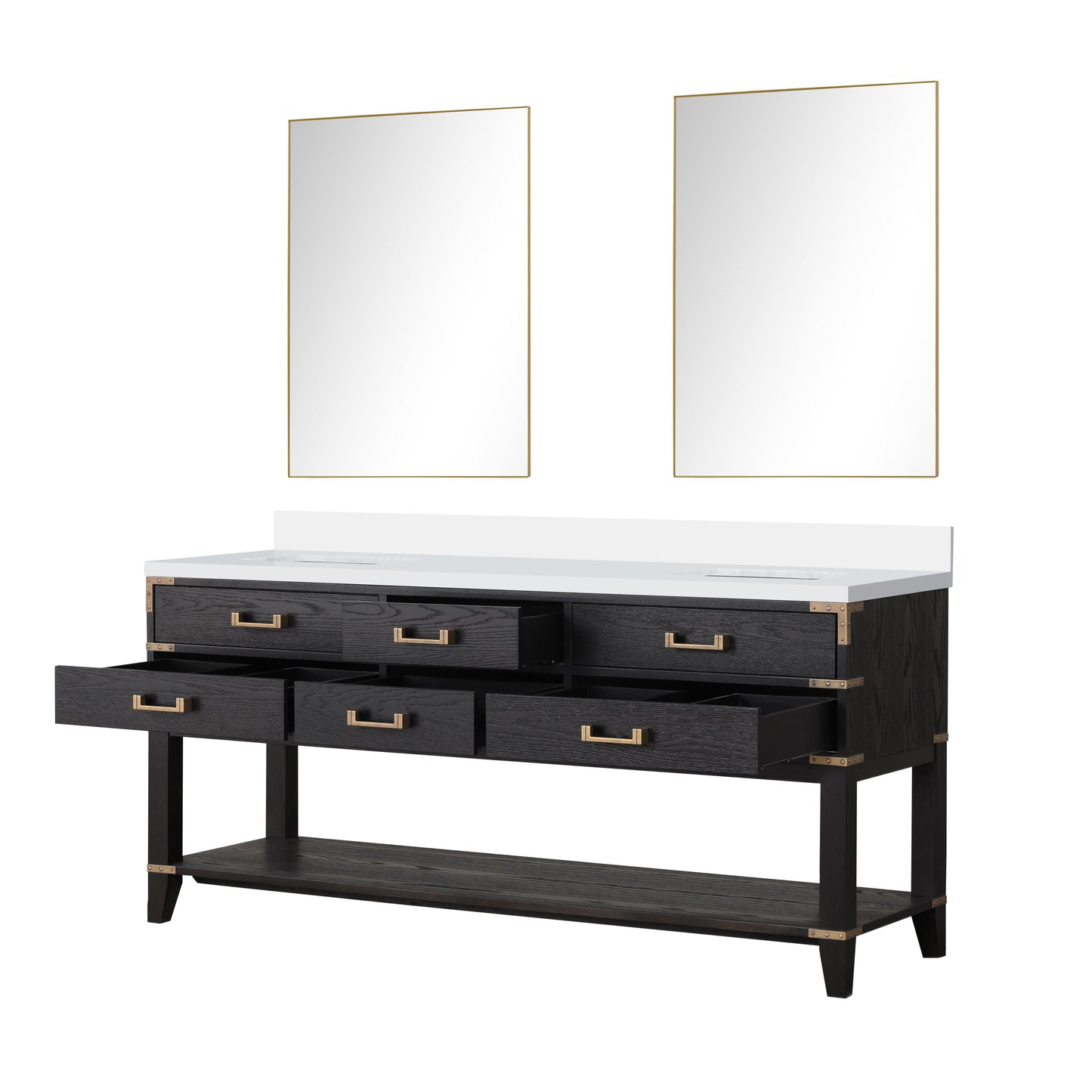 Norwalk 72 in W x 22 in D Black Oak Double Bath Vanity