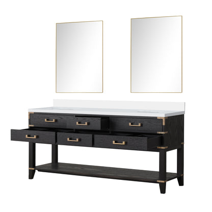 Norwalk 72 in W x 22 in D Black Oak Double Bath Vanity
