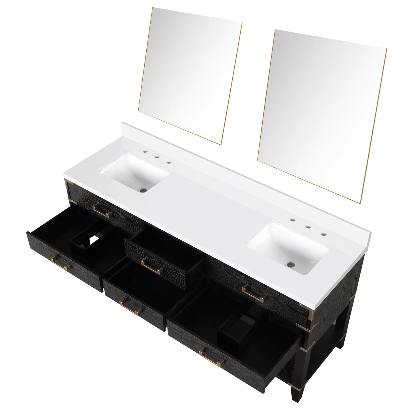 Norwalk 72 in W x 22 in D Black Oak Double Bath Vanity