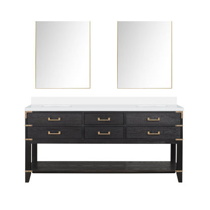 Norwalk 72 in W x 22 in D Black Oak Double Bath Vanity