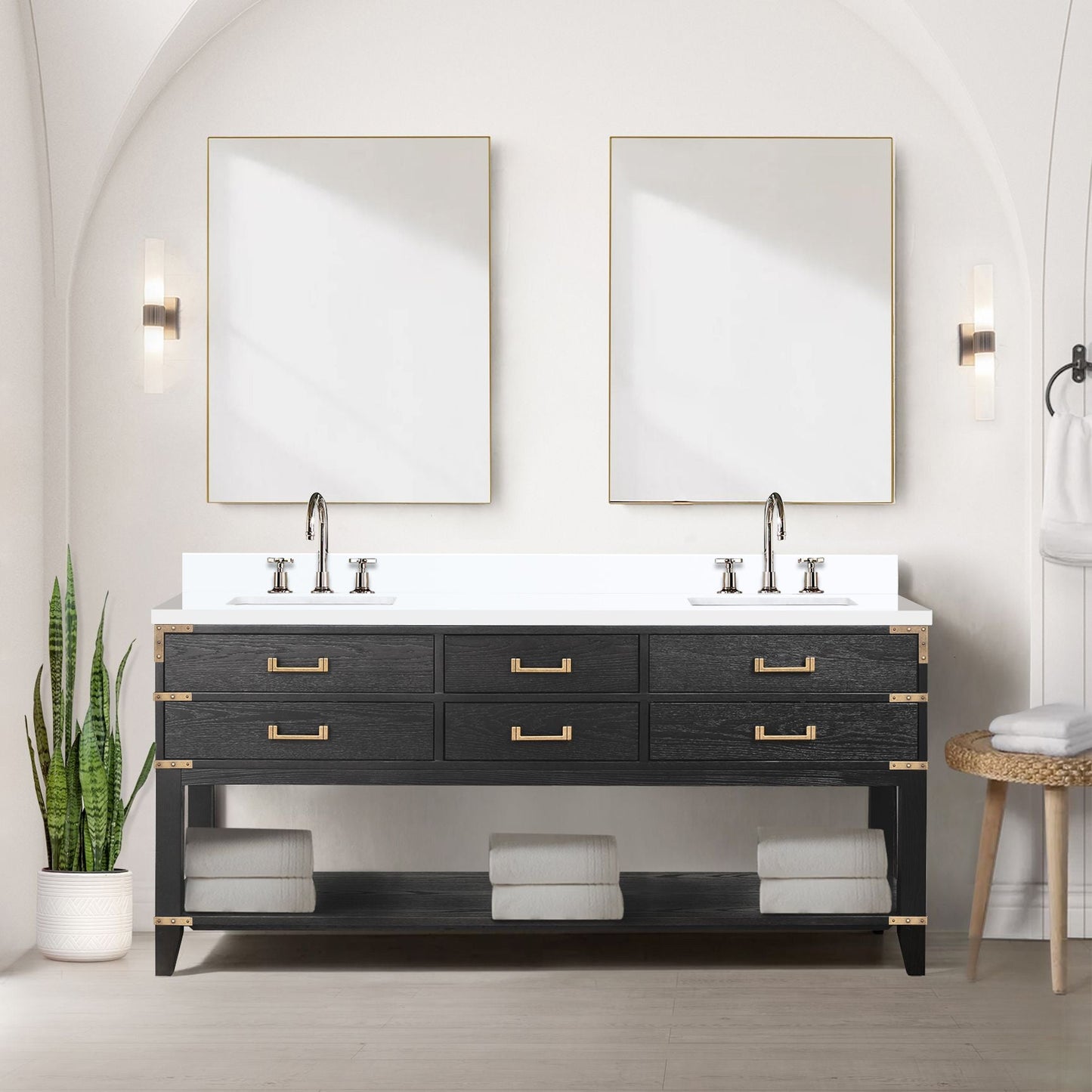 Norwalk 72 in W x 22 in D Black Oak Double Bath Vanity