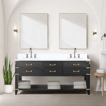 Norwalk 72 in W x 22 in D Black Oak Double Bath Vanity