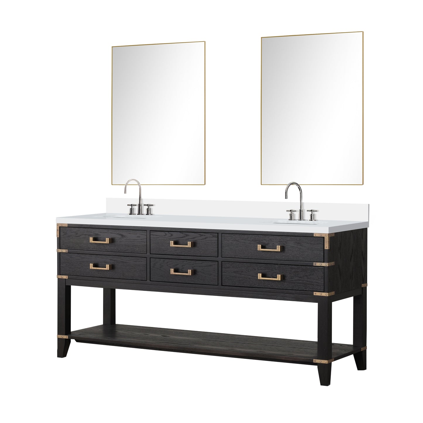 Norwalk 72 in W x 22 in D Black Oak Double Bath Vanity