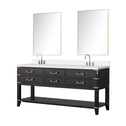 Norwalk 72 in W x 22 in D Black Oak Double Bath Vanity