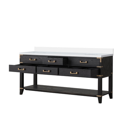 Norwalk 72 in W x 22 in D Black Oak Double Bath Vanity