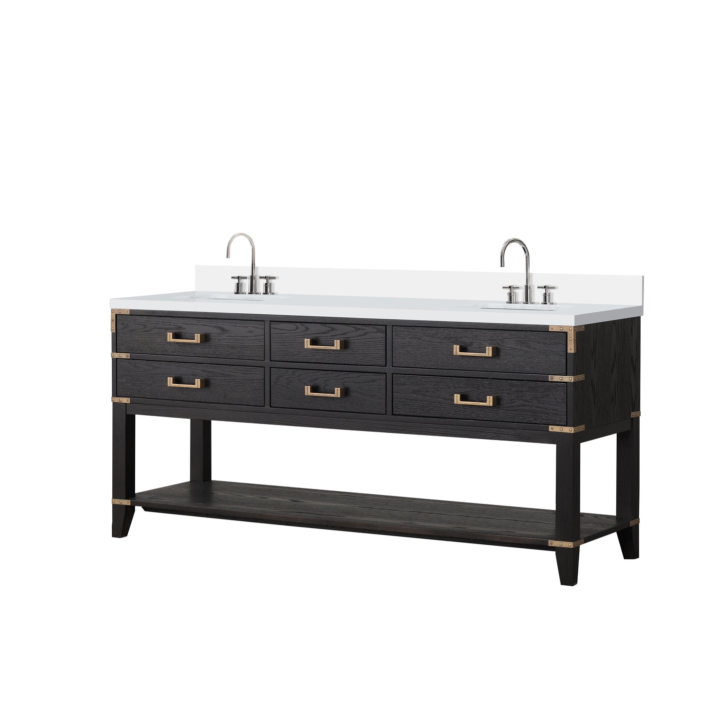 Norwalk 72 in W x 22 in D Black Oak Double Bath Vanity