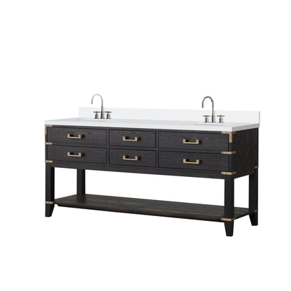 Norwalk 72 in W x 22 in D Black Oak Double Bath Vanity