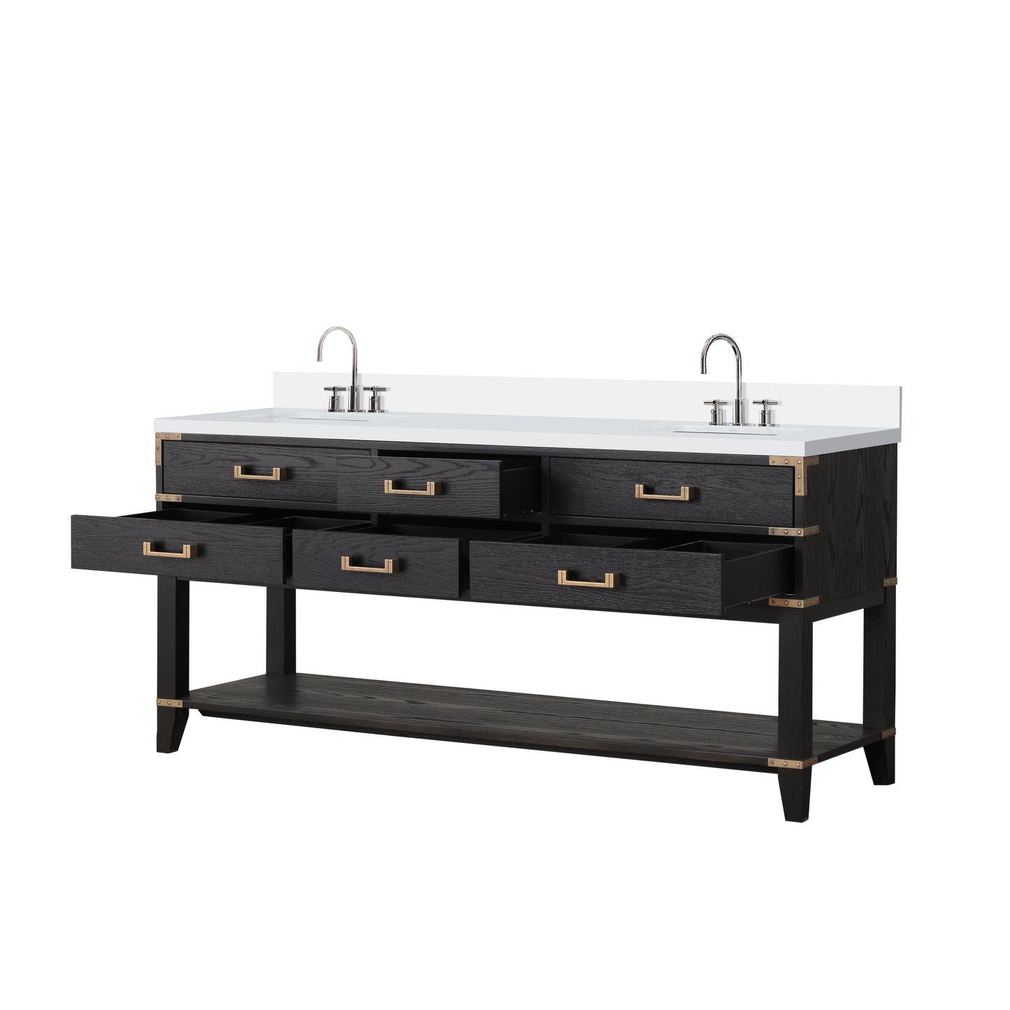 Norwalk 72 in W x 22 in D Black Oak Double Bath Vanity