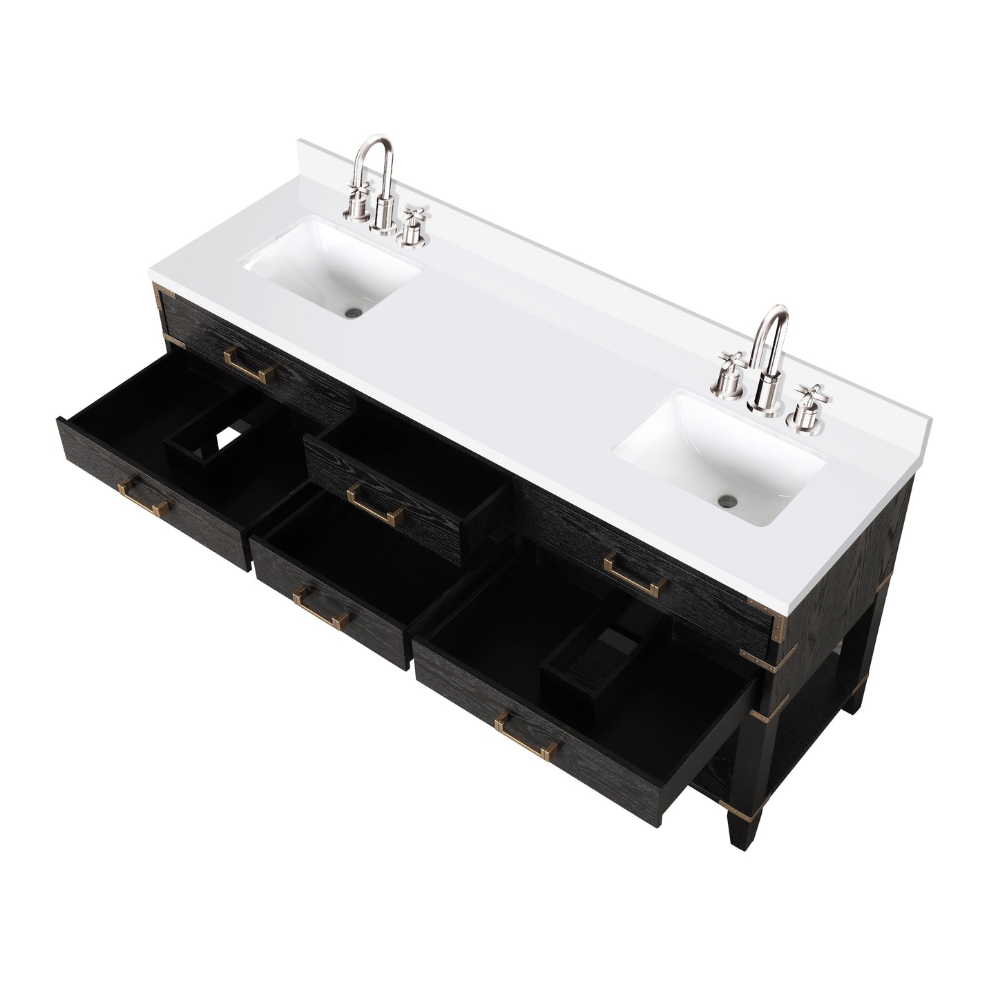 Norwalk 72 in W x 22 in D Black Oak Double Bath Vanity