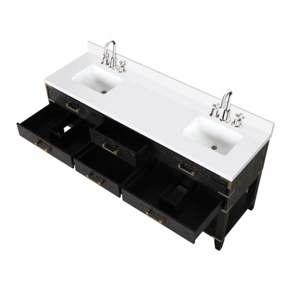 Norwalk 72 in W x 22 in D Black Oak Double Bath Vanity