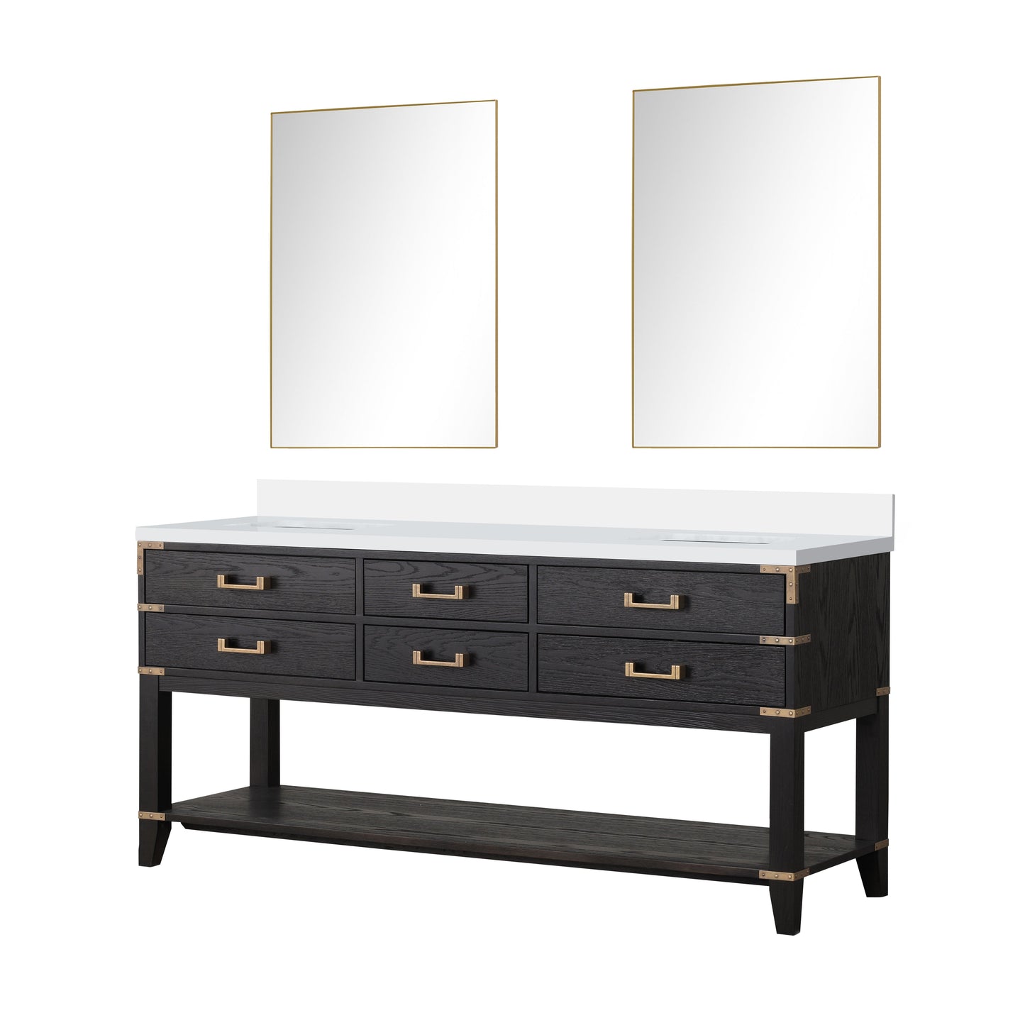 Norwalk 72 in W x 22 in D Black Oak Double Bath Vanity