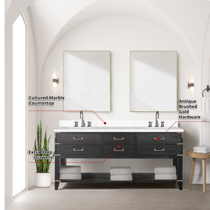Norwalk 72 in W x 22 in D Black Oak Double Bath Vanity