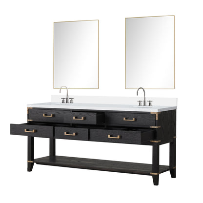 Norwalk 72 in W x 22 in D Black Oak Double Bath Vanity