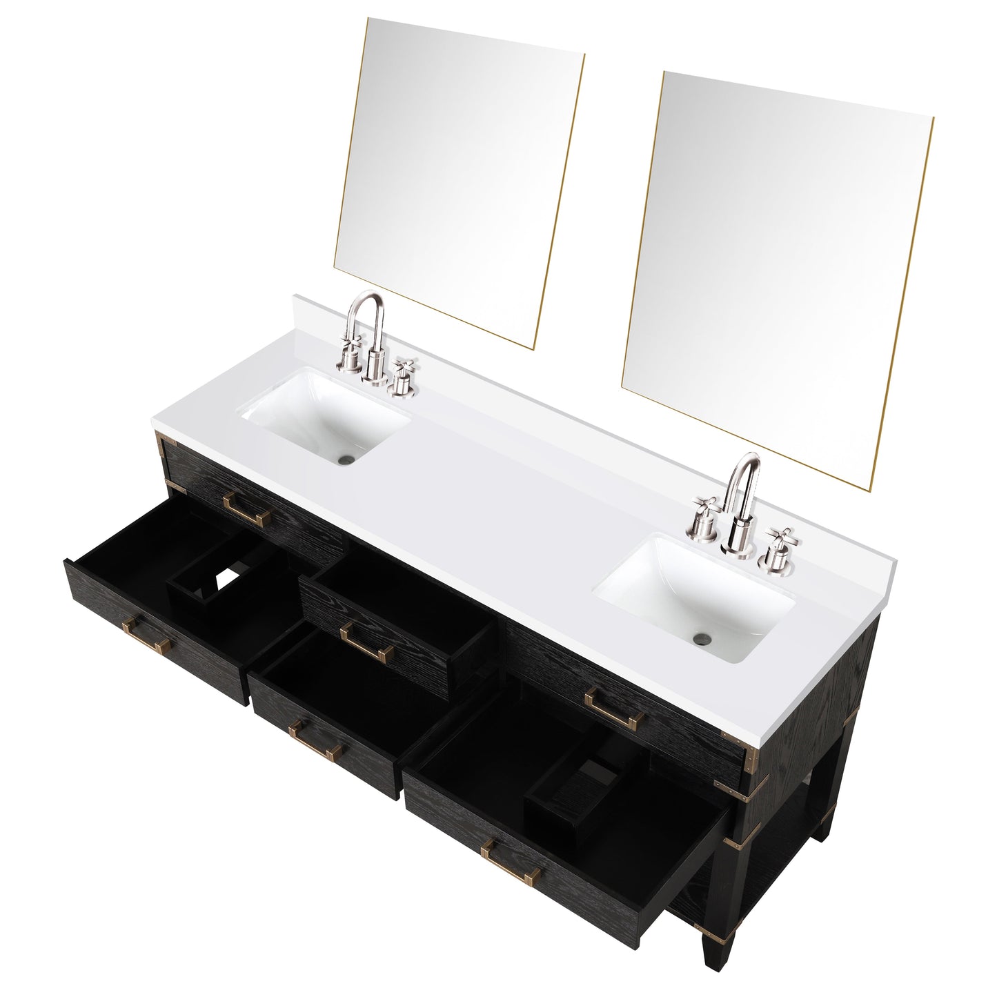 Norwalk 72 in W x 22 in D Black Oak Double Bath Vanity