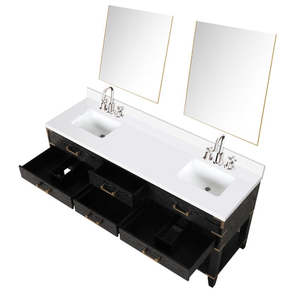 Norwalk 72 in W x 22 in D Black Oak Double Bath Vanity
