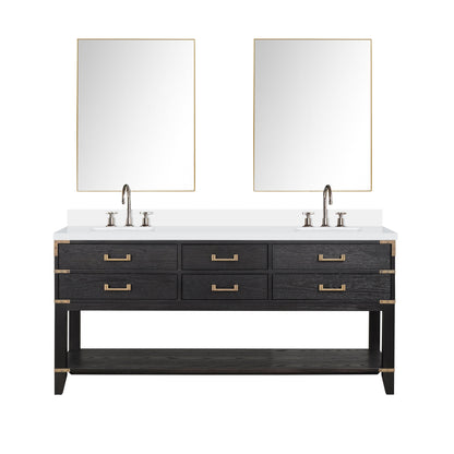 Norwalk 72 in W x 22 in D Black Oak Double Bath Vanity