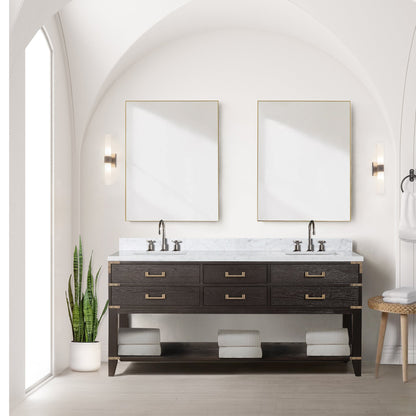 Norwalk 72 in W x 22 in D Brown Oak Double Bath Vanity