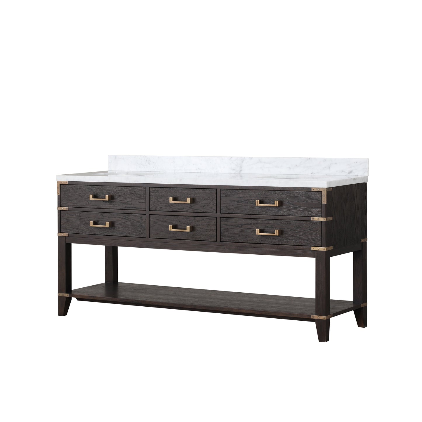 Norwalk 72 in W x 22 in D Brown Oak Double Bath Vanity