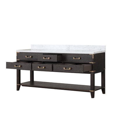 Norwalk 72 in W x 22 in D Brown Oak Double Bath Vanity