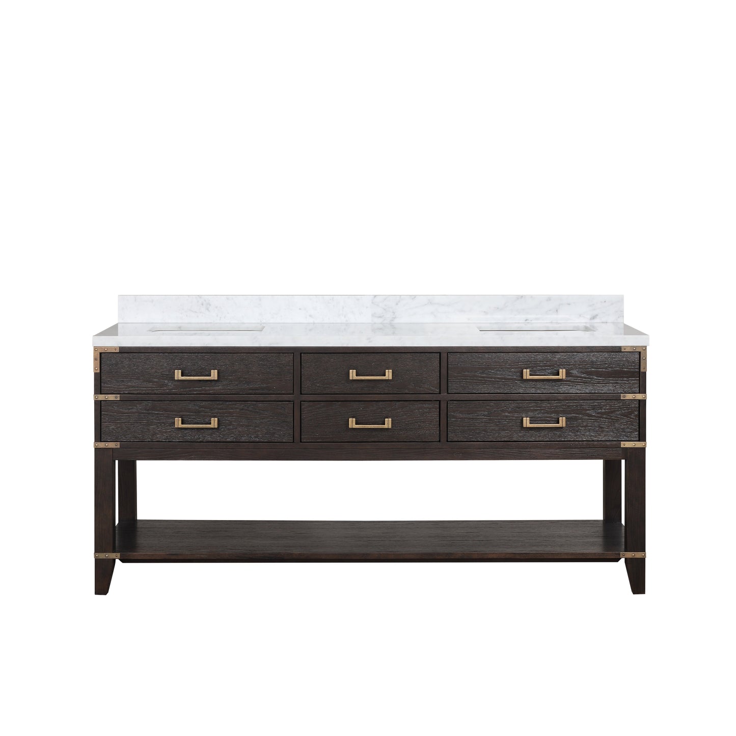 Norwalk 72 in W x 22 in D Brown Oak Double Bath Vanity