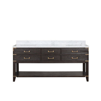 Norwalk 72 in W x 22 in D Brown Oak Double Bath Vanity