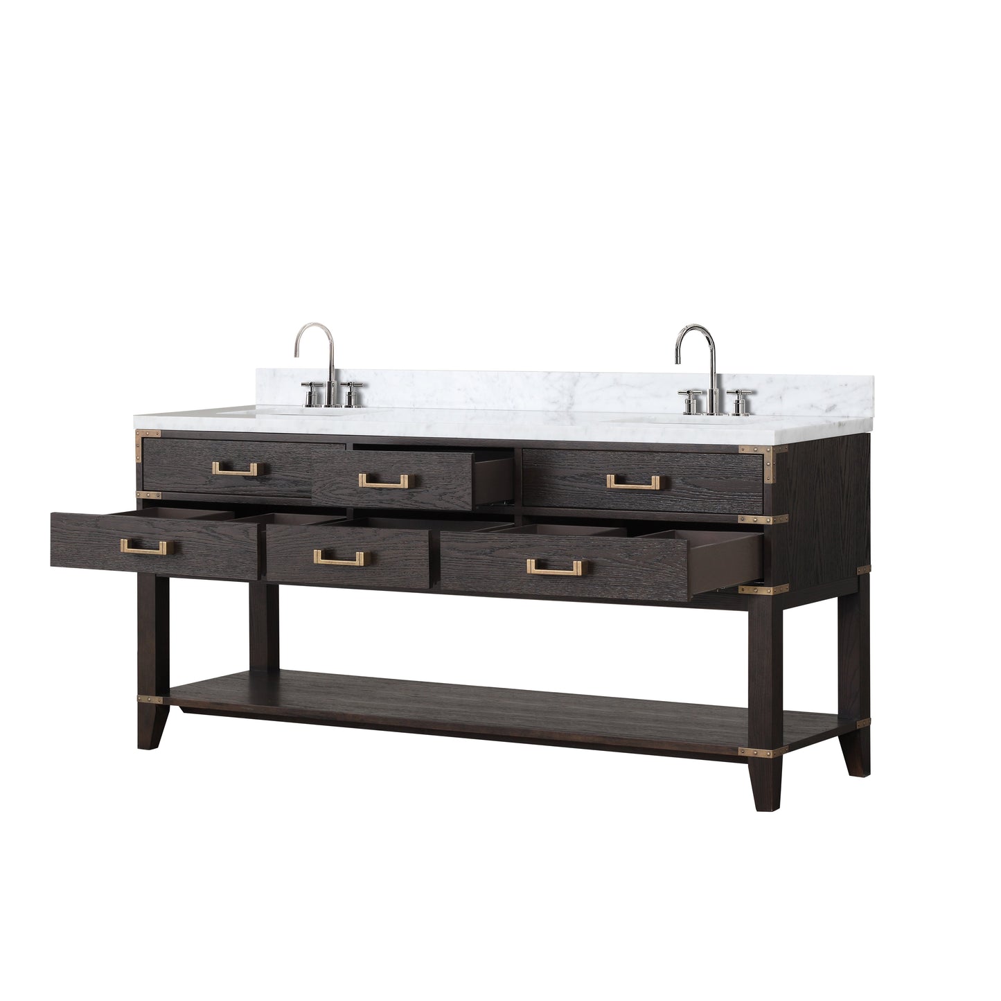 Norwalk 72 in W x 22 in D Brown Oak Double Bath Vanity