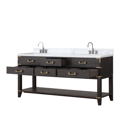 Norwalk 72 in W x 22 in D Brown Oak Double Bath Vanity