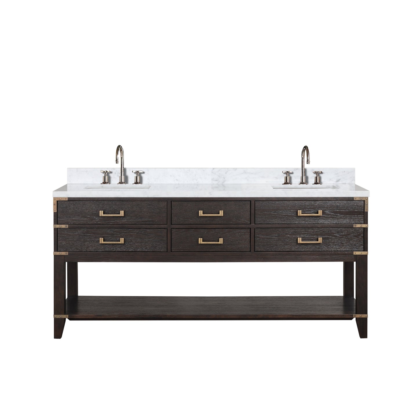 Norwalk 72 in W x 22 in D Brown Oak Double Bath Vanity