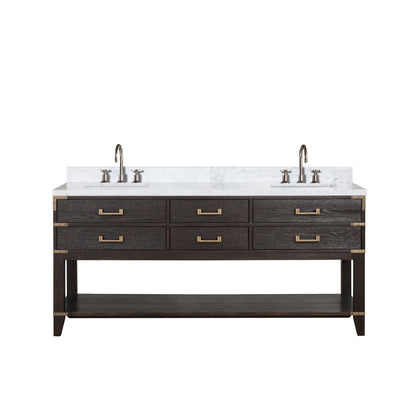 Norwalk 72 in W x 22 in D Brown Oak Double Bath Vanity
