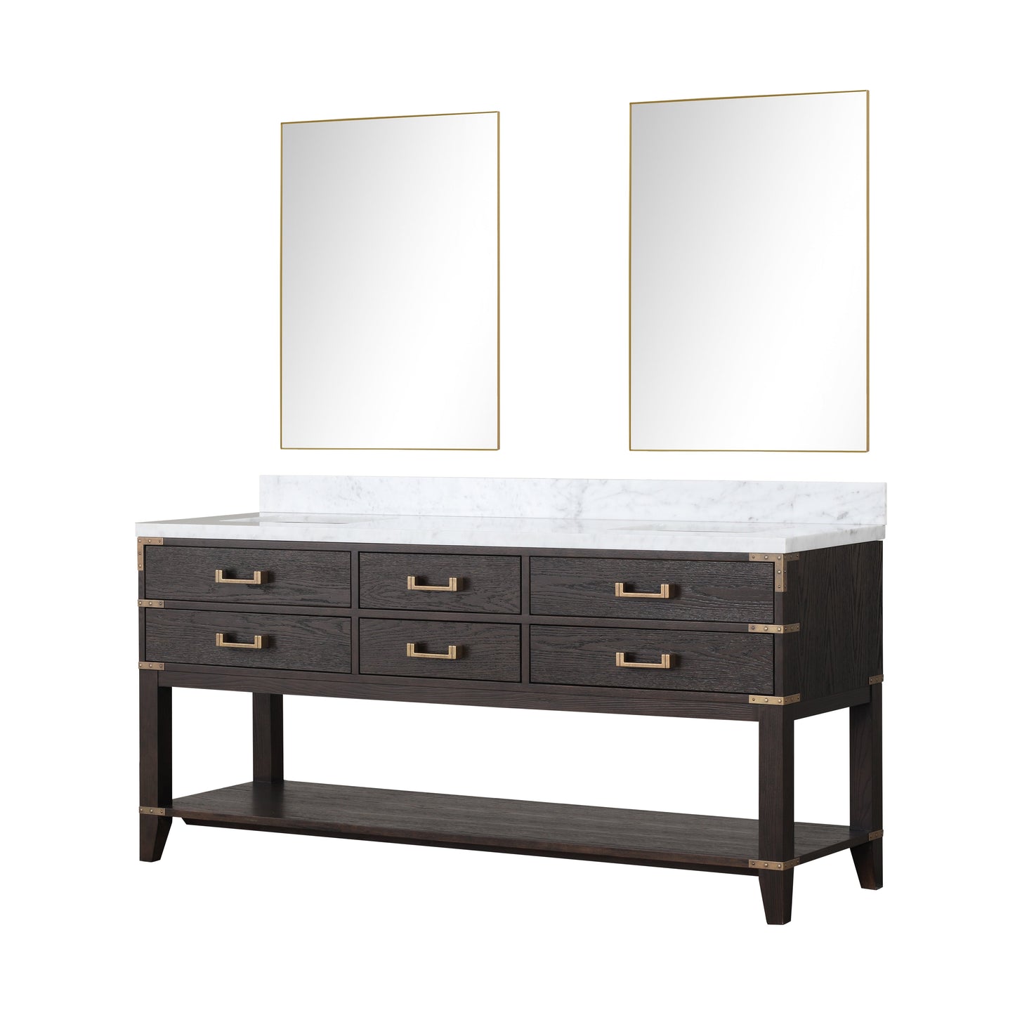 Norwalk 72 in W x 22 in D Brown Oak Double Bath Vanity