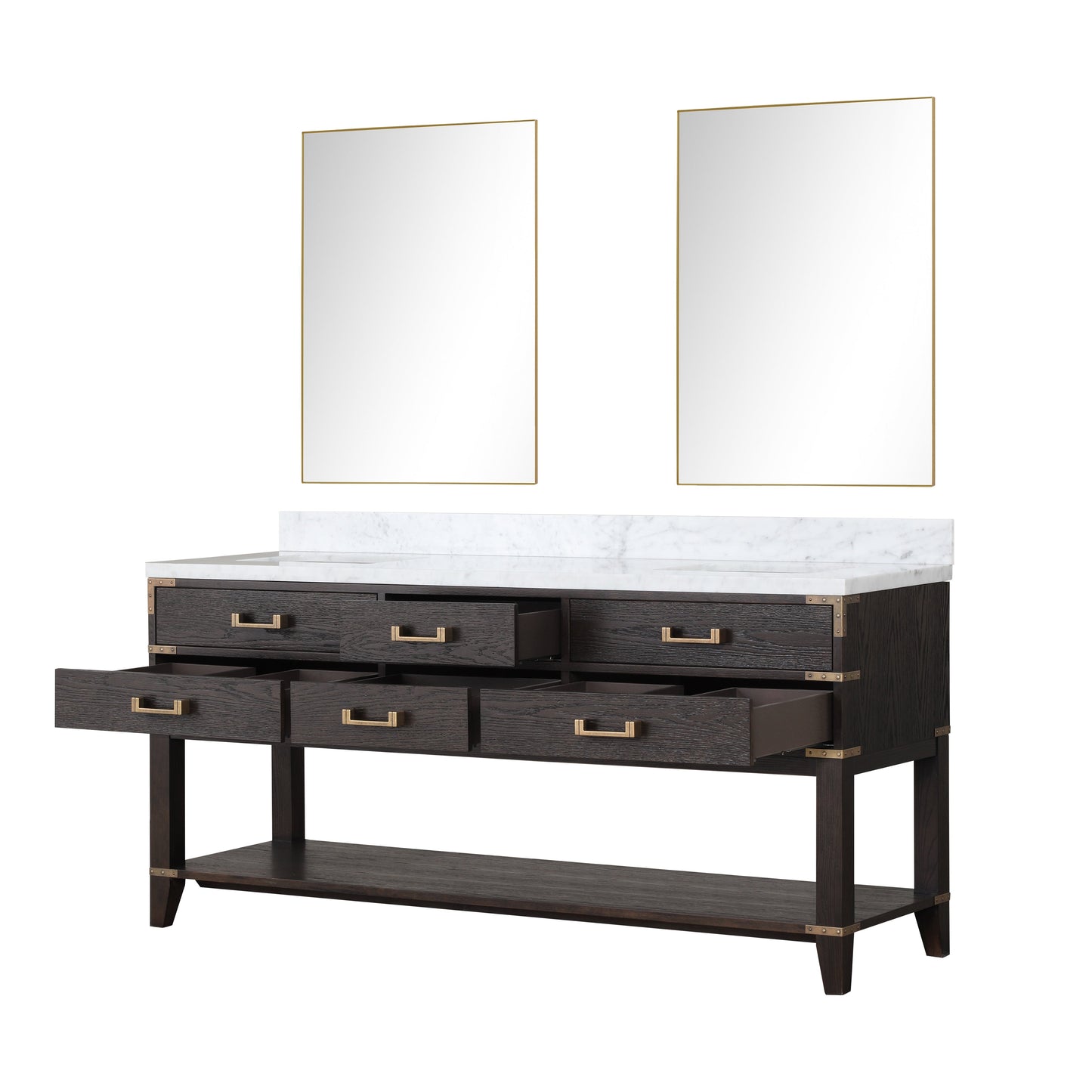 Norwalk 72 in W x 22 in D Brown Oak Double Bath Vanity