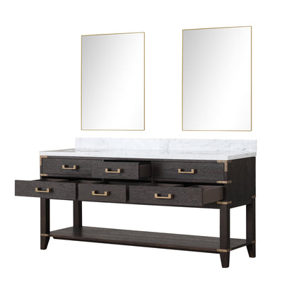 Norwalk 72 in W x 22 in D Brown Oak Double Bath Vanity