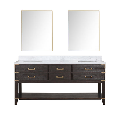 Norwalk 72 in W x 22 in D Brown Oak Double Bath Vanity