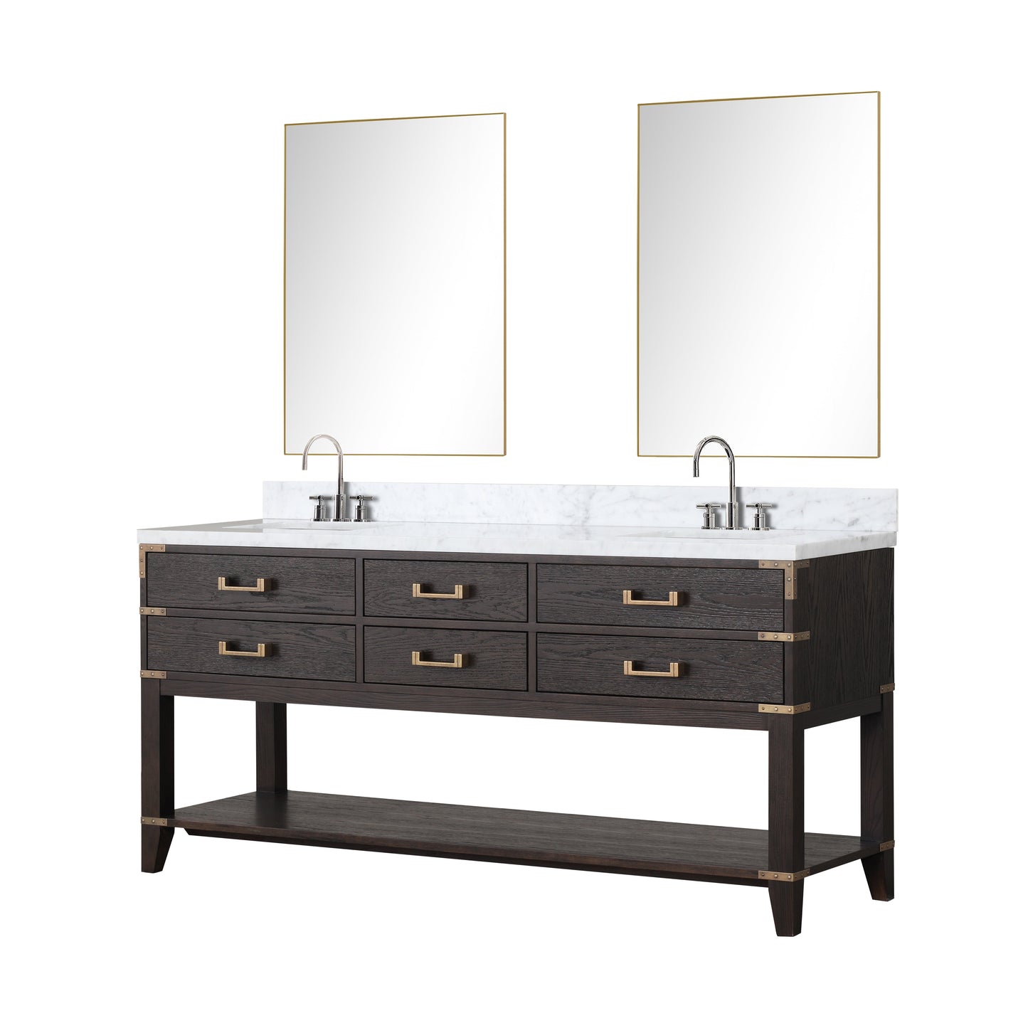 Norwalk 72 in W x 22 in D Brown Oak Double Bath Vanity