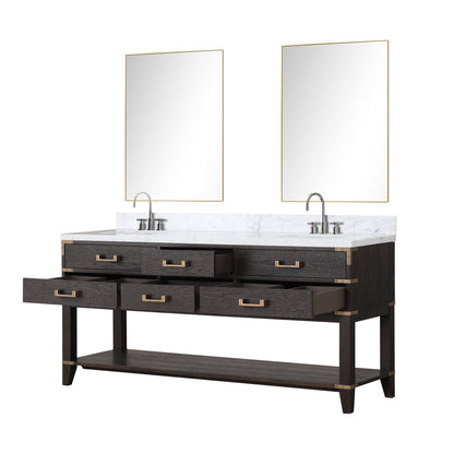 Norwalk 72 in W x 22 in D Brown Oak Double Bath Vanity