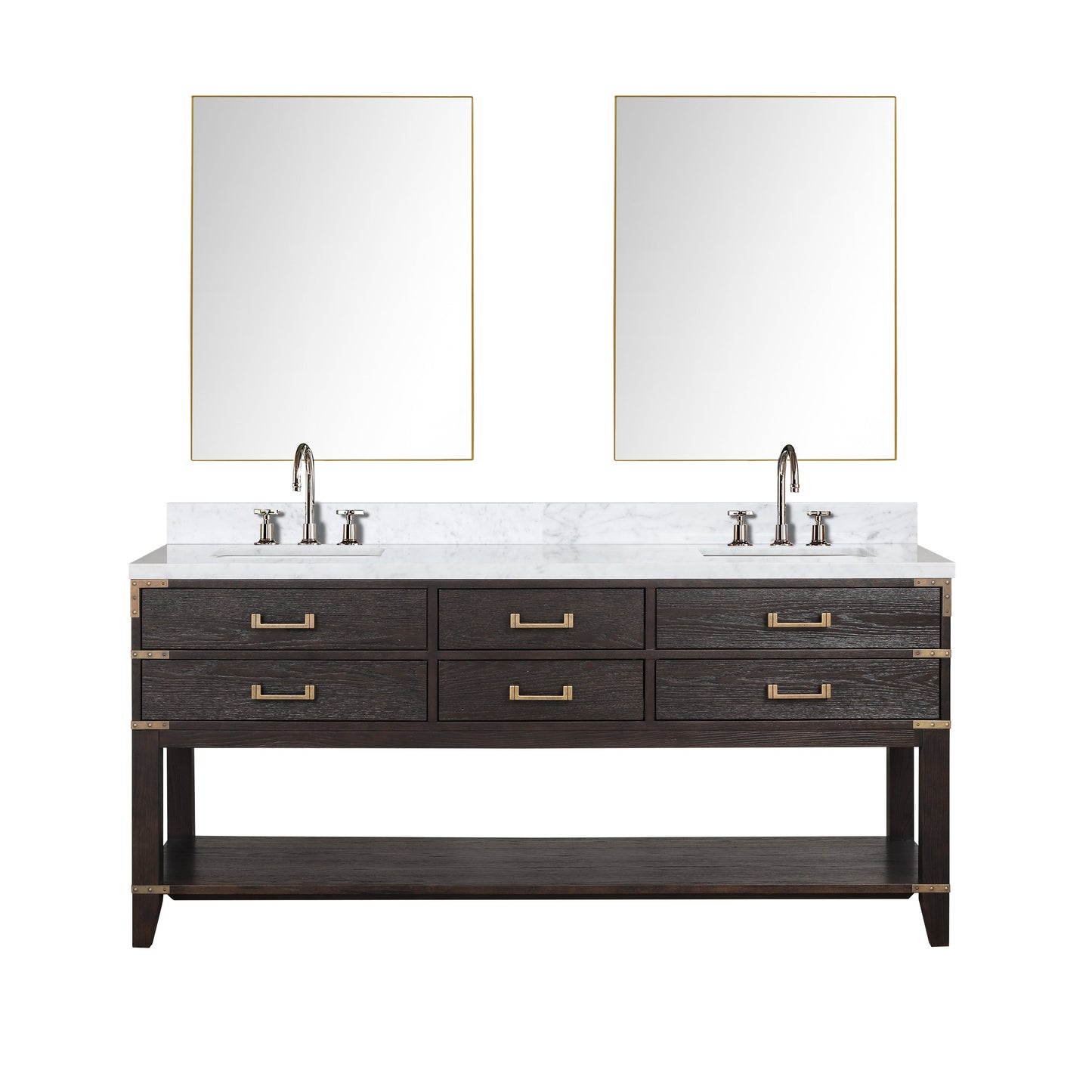 Norwalk 72 in W x 22 in D Brown Oak Double Bath Vanity